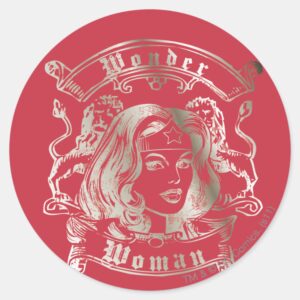 Wonder Woman Silver Classic Round Sticker