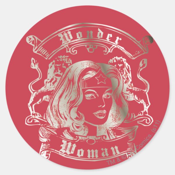 Wonder_Woman_Silver_Classic_Round_Sticker_1 Wonder Woman Silver Classic Round Sticker