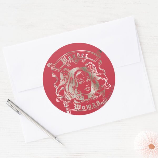 Wonder_Woman_Silver_Classic_Round_Sticker_3 Wonder Woman Silver Classic Round Sticker