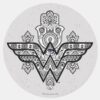 Wonder_Woman_Spiritual_Paisley_Hamsa_Logo_Classic_Round_Sticker_1 Wonder Woman Spiritual Paisley Hamsa Logo Classic Round Sticker