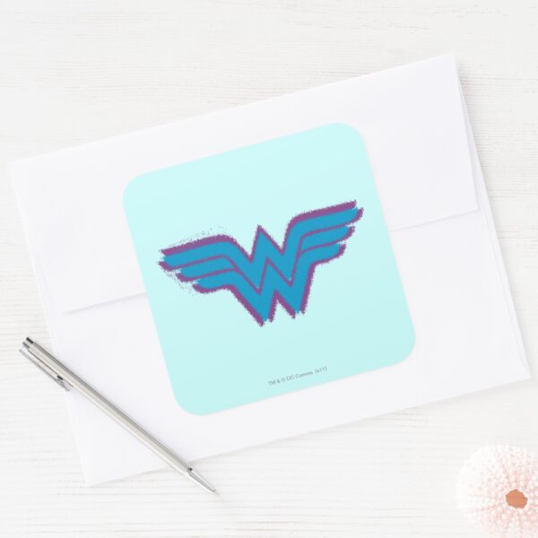 Wonder_Woman_Spray_Paint_Logo_Square_Sticker_3 Wonder Woman Spray Paint Logo Square Sticker