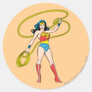 Wonder_Woman_Standing_with_Lasso_Classic_Round_Sticker_1 Wonder Woman Standing With Lasso Classic Round Sticker