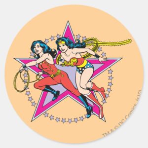 Wonder_Woman_Star_Background_Classic_Round_Sticker_1 Wonder Woman Star Background Classic Round Sticker