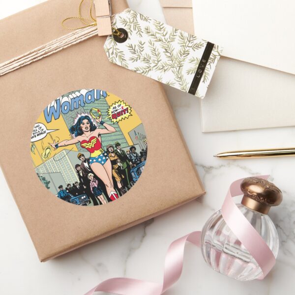 Wonder_Woman_Starring_Pat_Carbine_Classic_Round_Sticker_5 Wonder Woman Starring Pat Carbine Classic Round Sticker