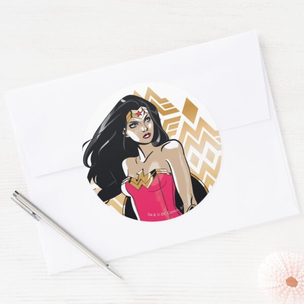 Wonder_Woman_Strength_Classic_Round_Sticker_3 Wonder Woman Strength Classic Round Sticker