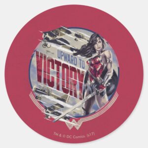 Wonder Woman Upward To Victory Classic Round Sticker