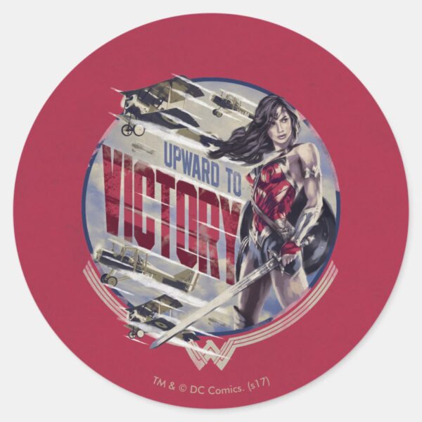 Wonder_Woman_Upward_To_Victory_Classic_Round_Sticker_1 Wonder Woman Upward To Victory Classic Round Sticker