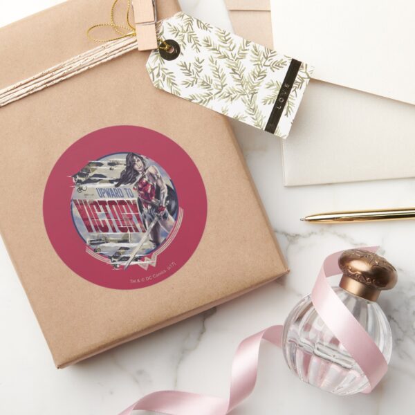 Wonder_Woman_Upward_To_Victory_Classic_Round_Sticker_5 Wonder Woman Upward To Victory Classic Round Sticker