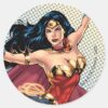 Wonder_Woman_Wearing_Cape_Classic_Round_Sticker_1 Wonder Woman Wearing Cape Classic Round Sticker