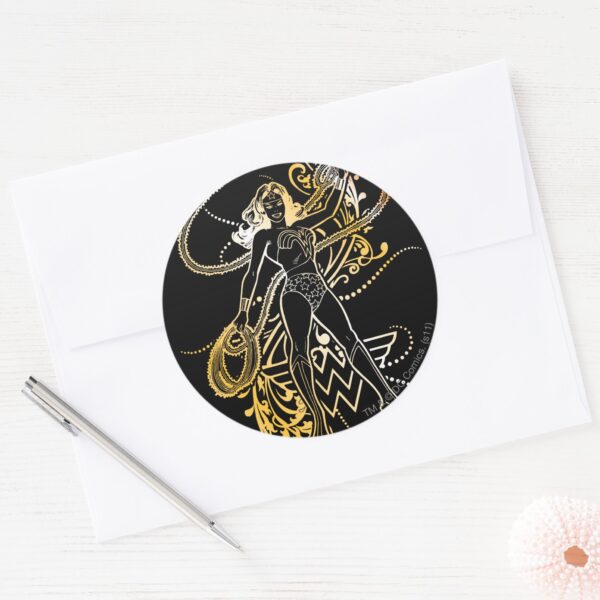 Wonder_Woman_Yellow_Fade_Classic_Round_Sticker_3 Wonder Woman Yellow Fade Classic Round Sticker