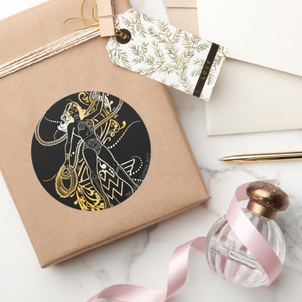 Wonder_Woman_Yellow_Fade_Classic_Round_Sticker_5 Wonder Woman Yellow Fade Classic Round Sticker