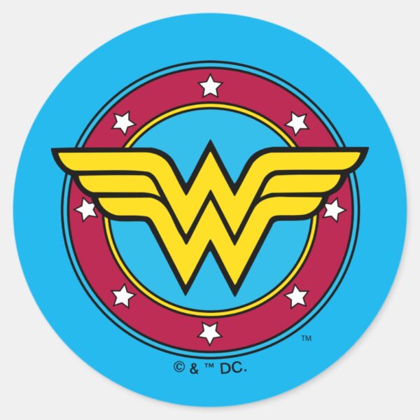 Wonder_Woman___Circle_&_Stars_Logo_Classic_Round_Sticker_2 Wonder Woman Circle Stars Logo Classic Round Sticker