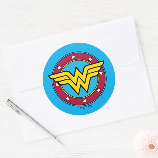 Wonder_Woman___Circle_&_Stars_Logo_Classic_Round_Sticker_4 Wonder Woman Circle Stars Logo Classic Round Sticker