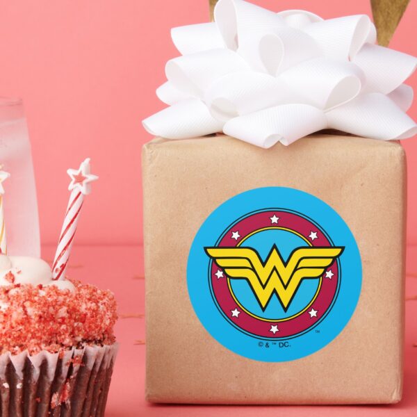 Wonder_Woman___Circle_&_Stars_Logo_Classic_Round_Sticker_8 Wonder Woman Circle Stars Logo Classic Round Sticker