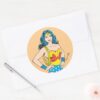 Wonder_Woman___Vintage_Pose_with_Lasso_Classic_Round_Sticker_3 Wonder Woman Vintage Pose With Lasso Classic Round Sticker
