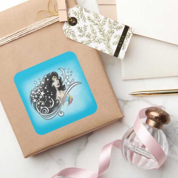 Wonder_Woman_and_Stars_Square_Sticker_5 Wonder Woman And Stars Square Sticker