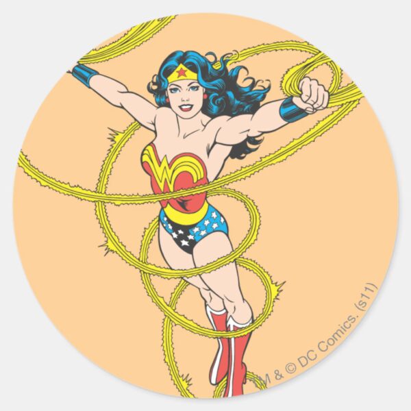 Wonder_Woman_in_Lasso_Classic_Round_Sticker_1 Wonder Woman In Lasso Classic Round Sticker
