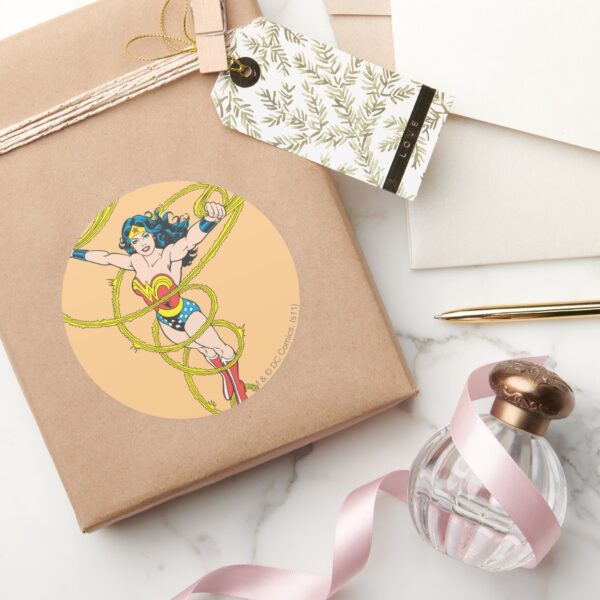 Wonder_Woman_in_Lasso_Classic_Round_Sticker_5 Wonder Woman In Lasso Classic Round Sticker