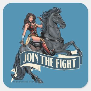 Wonder Woman On Horse Comic Art Square Sticker