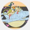 Wonder_Woman_with_Jet_Classic_Round_Sticker_1 Wonder Woman With Jet Classic Round Sticker