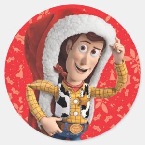 Woody In Santa Hat Classic Round Sticker