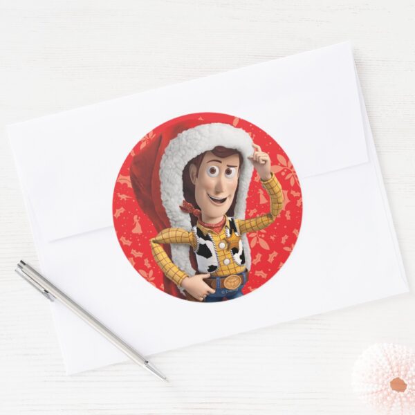 Woody_in_Santa_Hat_Classic_Round_Sticker_3 Woody In Santa Hat Classic Round Sticker