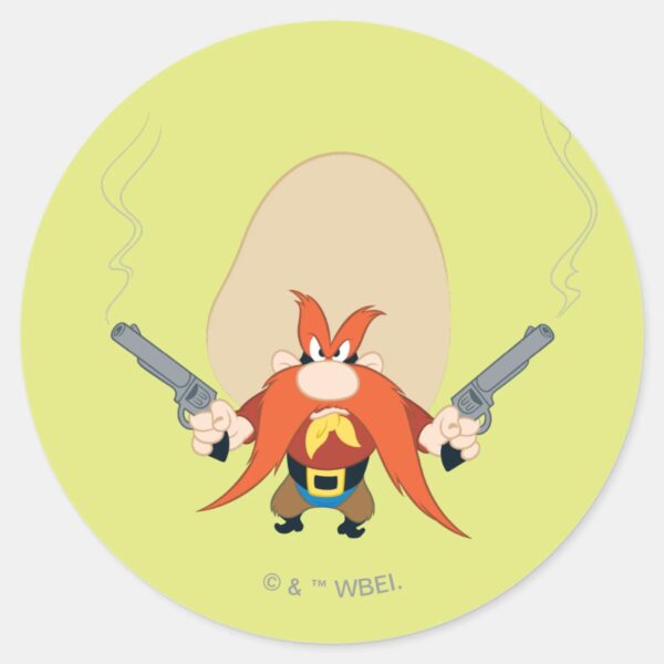Yosemite_Sam_Back_Off_Classic_Round_Sticker_1 Yosemite Sam Back Off Classic Round Sticker