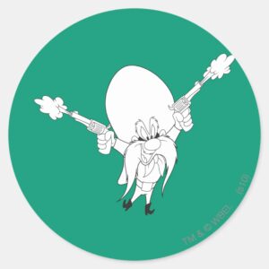 Yosemite Sam Guns Blazing Classic Round Sticker