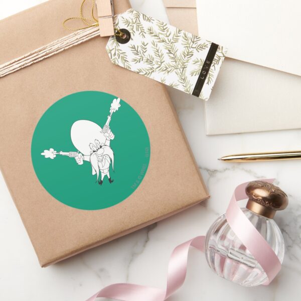 Yosemite_Sam_Guns_Blazing_Classic_Round_Sticker_5 Yosemite Sam Guns Blazing Classic Round Sticker