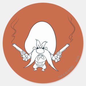 Yosemite Sam Smoking Guns Classic Round Sticker