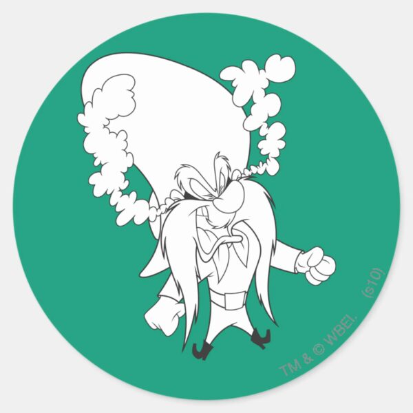 Yosemite_Sam_Steaming_Mad_Classic_Round_Sticker_1 Yosemite Sam Steaming Mad Classic Round Sticker
