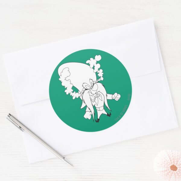 Yosemite_Sam_Steaming_Mad_Classic_Round_Sticker_3 Yosemite Sam Steaming Mad Classic Round Sticker