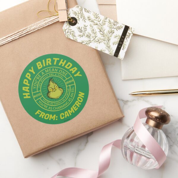You're_a_Mean_One_Mister_Grinch___Happy_Birthday_Classic_Round_Sticker_5 Youre A Mean One Mister Grinch Happy Birthday Classic Round Sticker