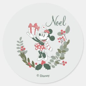 Yuletide Joy Minnie Noel Classic Round Sticker