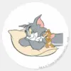 tom_and_jerry_on_pillow_classic_round_sticker_1 Tom And Jerry On Pillow Classic Round Sticker