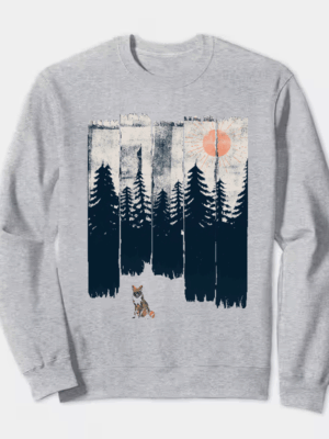 A Fox in the Wild Majestic Forest Crewneck Sweatshirt