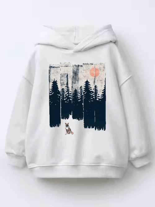 A Fox in the Wild Majestic Forest Kids Hoodie