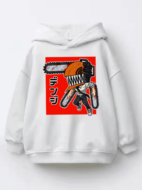 Adorable Chainsaw Man Chibi Denji Kids Hoodie