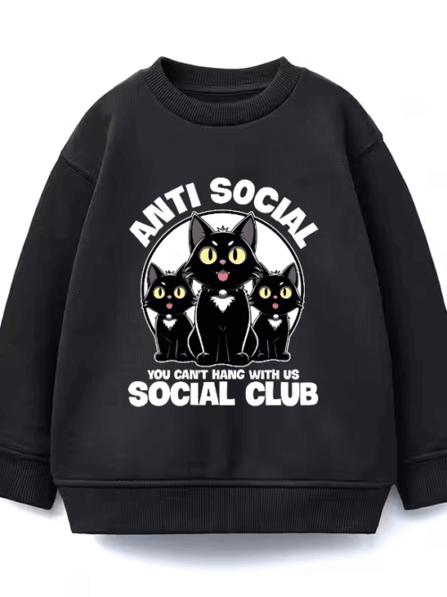 Anti Social Black Cats Club Crewneck Sweatshirt