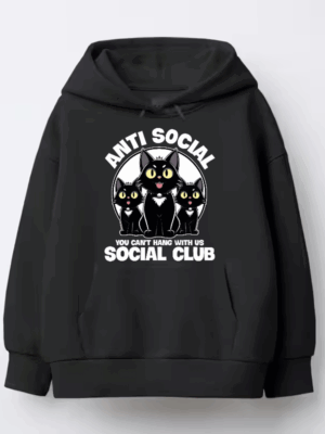 Anti Social Black Cats Club Hoodie