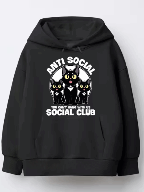 Anti Social Black Cats Club Hoodie