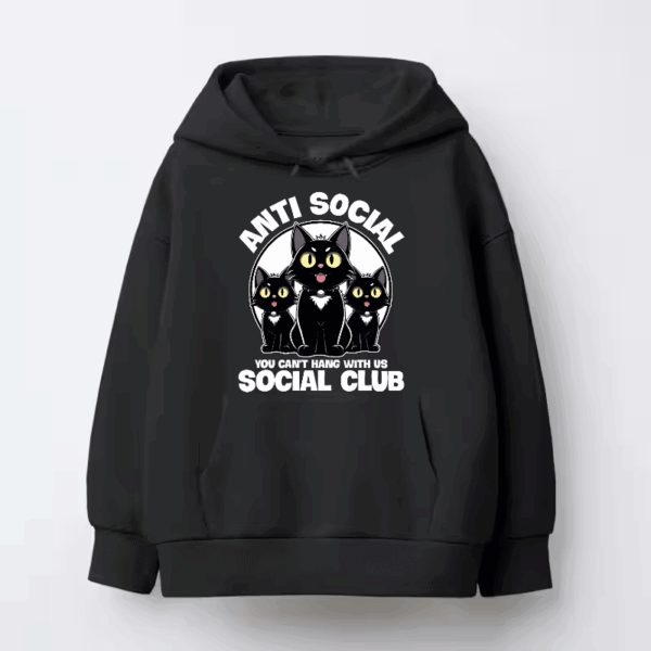 Anti Social Black Cats Club Hoodie