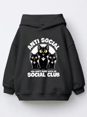 Anti Social Black Cats Club Kids Hoodie