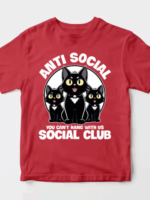 Anti Social Black Cats Club Unisex T-Shirt