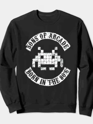 Arcade Legends Born in Eighties Classic Gaming Crewneck Sweatshirt