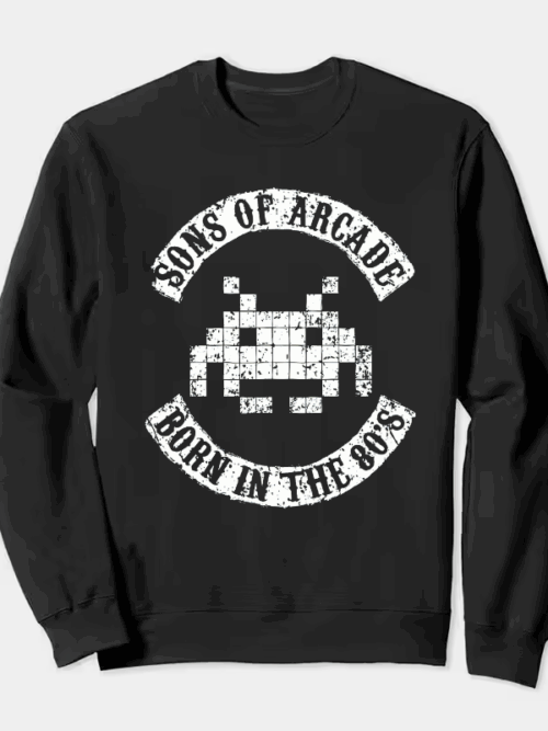Arcade Legends Born in Eighties Classic Gaming Crewneck Sweatshirt