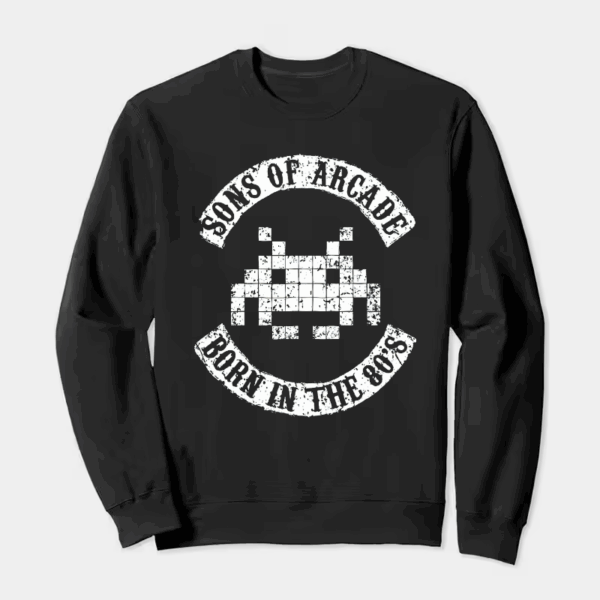Arcade Legends Born in Eighties Classic Gaming Crewneck Sweatshirt