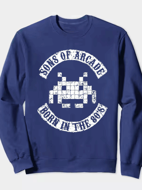 Arcade Legends Born in Eighties Classic Gaming Crewneck Sweatshirt