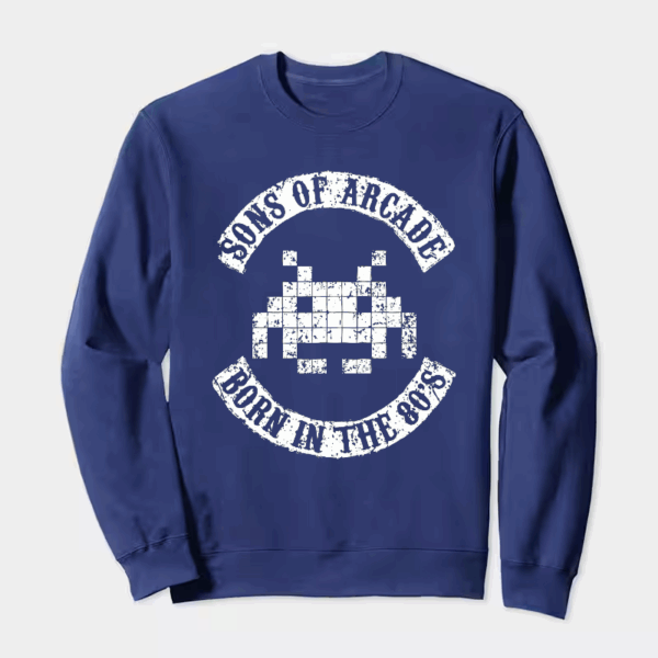 Arcade Legends Born in Eighties Classic Gaming Crewneck Sweatshirt