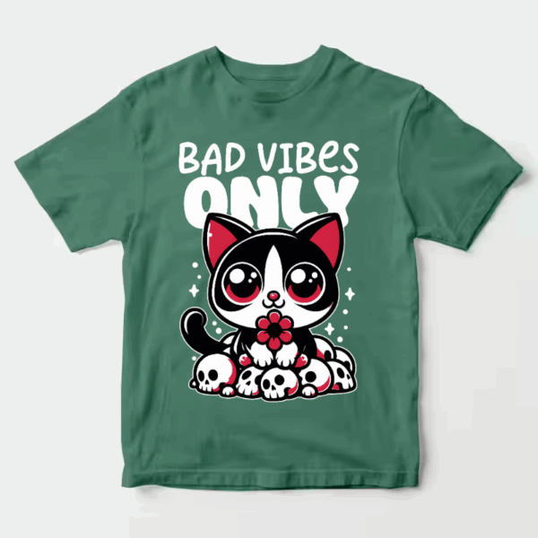 Bad Vibes Only Cute Black Cat Unisex T-Shirt